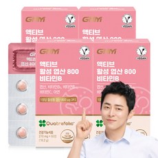 [1박스당 2개월분] GNM 액티브 활성 엽산 800 비타민B / 아연 비타민C 임산부, 60정, 4박스