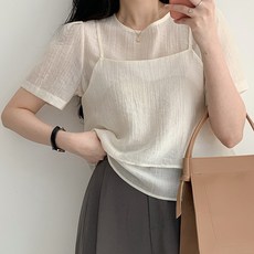 여름 반팔 수아르 뷔스티에 세트 하객룩 데이트룩 면접룩 블라우스 P0002690