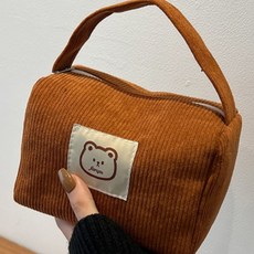 온결상 코듀로이 곰돌이 화장품파우치 여행용 화장품 파우치