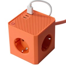 소유 디자인 3구 고속충전 여행용 납작멀티탭 고용량 큐브 멀티탭 usb, 1개, 오렌지, 1.5m