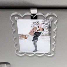 [루이/차량용사진걸이] 차량용 사진 클립 (6x9cm) / 자동차 선바이저 포토홀더, 물결 투명, 1개