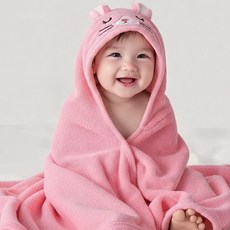 에뜨람 아기 목욕타올 샤워가운 수건 신생아 순면 베이비 후드 비치 KC인증상품, 바니 핑크_목욕타올, 1개
