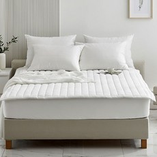 에덴하임 순면100 바이오워싱 알러지케어 사계절 침대 매트리스 패드, 라이트그레이