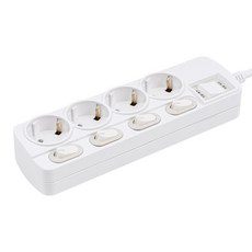 몬스터탭 국산 개별 절전 과부하차단 스위치 멀티탭 슬림 납작 플러그, 1개, 개별 4구 화이트, 45cm