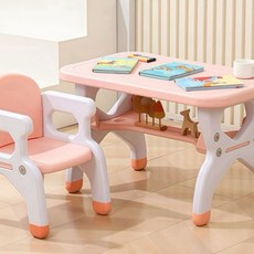 KC인증 다기능 어린이 책상 의자 세트 유아 아기 공부 식사 그림그리기 겸용, 레드 테이블 1개+의자 1개