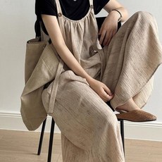다중성 여성용 봄 여름 가을 빅사이즈 데일리 멜빵바지 루즈핏 민소매 롱 와이드 점프슈트 25jhd06jj