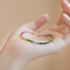 彩虹碧璽手鍊 2.5mm切面 無尾鏈款 簡約手飾 適合手圍16CM