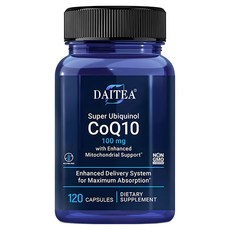 슈퍼 유비퀴놀 CoQ10 미토콘드리아 - 너지 보충제 - 글루텐 없음 비GMO, 120캡슐, 1개, 120정