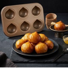 1/1+1[가성비 세트]상하이 버터 떡 전용 틀 베이킹틀 업소용 밤모양 마들렌 버터떡 몰드 밤빵틀, 6단 골드 몰드