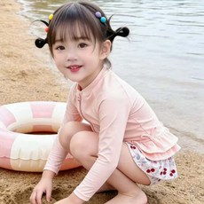 소소키즈 여아 캔디 치마바지 수영복+모자 세트 아동 키즈 여름 래쉬가드 상하복