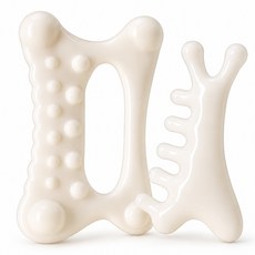 로아딘 두피 바디 페이스 괄사 마사지기 돌기형+빗살형 세트, 화이트, 1세트
