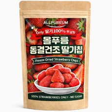 올푸름 동결 건조 딸기칩 딸기100% 무설탕 보존료 첨가물 제로 아이간식 요거트 베이킹 천연재료, 2개, 50g