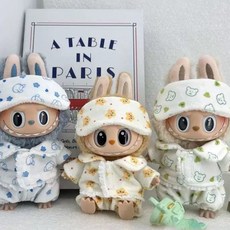 skansol 1 2 3 대 17cm 라부부 인형 옷 잠옷 3종세트, 블루, 1개 블루, 1개