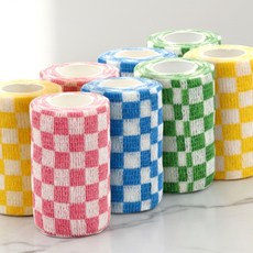 이티씨몰 자가점착 밴드 7.5cm 압박붕대 패턴 체커 4종 체커 치즈 체커 그린 체커 스카이 체커 레드 7+1, 1세트