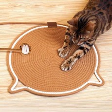 50cm 원형 대형 고양이 발톱 스크래쳐 매트 벽면 부착 수직형 카페트 갈고리 증정 Vitalive, 갈색, 3개