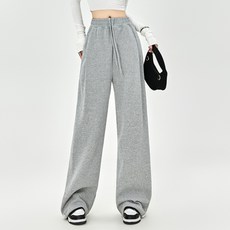 핑크셀럽 융털 기모 와이드핏 밴딩 롱팬츠