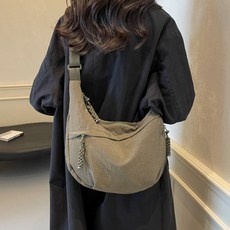 미레온 남녀공용 데일리 크로스백 가벼운 여행용 반달 가방