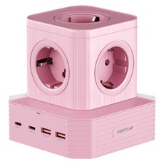 버티탭 버티컬 ultra65 고용량 타워 큐브 9구 멀티탭 4000W, 핑크, 1개