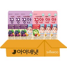 [아이배냇] 아기간식 꼬마 끙아젤리 2종 사과3+포도3 6개 세트, 600g, 1세트