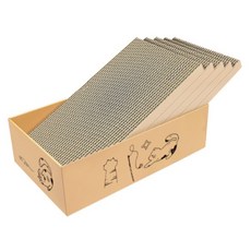 K zone 雙面五合一瓦楞貓抓板 耐磨貓咪磨爪紙箱貓睡窩, 1個, Brown