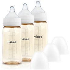 Hibee 嬰兒奶瓶組 含奶嘴, 白色, 270ml, 3入