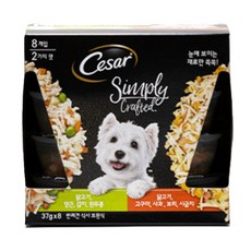 시저 전연령 강아지 심플리 크래프티드 버라이어티 습식사료 닭고기 당근 감자 완두콩 4p + 닭고기 고구마 사과 보리 시금치 4p, 닭, 37g, 8개