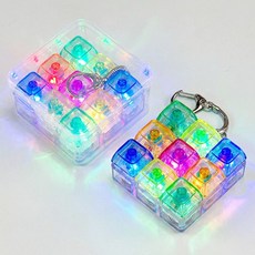 이지유 LED 레인보우 키캡 키링 9구 딸깍이 피젯 기계식 청축 키보드 열쇠고리 틱톡유행, 1개, 혼합