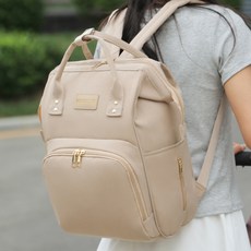 퍼플그린 기저귀가방 백팩 다용도 보온 대형 육아 국민 아기 멀티포켓 외출가방, 베이지
