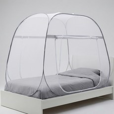 원터치 침대 모기장 사각 돔 텐트 대형 접이식 모기 방충망, 화이트 화이트