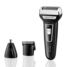 KEMEI 3가지 기능 전기면도기 이발기 코털정리기, 블랙, KM-6559