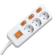 국산 개별 과부하차단 멀티탭 3구 콘센트, 화이트, 1개, 1.5m
