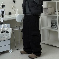 르위 양털 골덴 카고 와이드바지 코듀로이 벌룬 트레이닝팬츠 겨울 빅사이즈