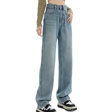 스토리원 WM-FWBT058 여성 포근한 기모 스트레이트 데님 팬츠 청바지