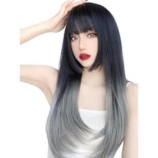 가발위드 긴머리 투톤 스트레이트 60cm 그레이시아 여성 통가발, 1개, 블랙그레이
