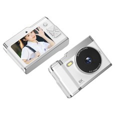 ANYOU 디지털 카메라 4K 영상 고화질 셀카 소형카메라 64GB 메모리 카드, 흰색, 흰색