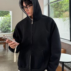 HANYO 남자 빅사이즈 무지 베이직 더블 지퍼 후드집업 쟈켓