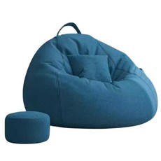 편안한 1인용 패브릭 빈백소파+걸상/쿠션세트 BY-E-06, 블루2