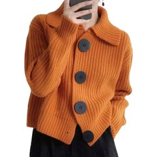 JUSTFEELING 봄 가을 고급스러운 스웨터 코트 카라넥 꽈배기 니트가디건 세련된 여성 쇼트 니트 코트 점퍼 빅사이즈 S-3XL