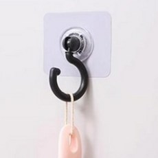 깔끔더하기 무타공 회전 천장부착 벽걸이 후크, 5개, 블랙