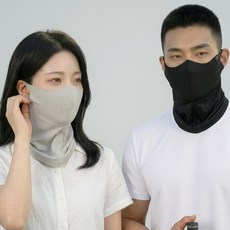 리빙베이 자외선 차단 마스크 스포츠 골프 쿨 냉감, 1개, 블랙+라이트그레이