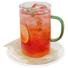 그린 손잡이컵 600ML(MAX) 4P세트 내열유리컵 홈카페 머그컵, 4개