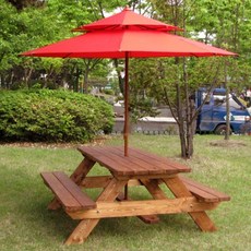 [이베스타] A형 야외원목테이블/휴게실/펜션/공원/마트/옥상/학교/음식점, 4인 무도색(4자-120cm)