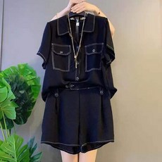 UNIQUEZON ~6XL까지 여성 여름 루즈핏 반팔티 반바지 투피스 캐주얼 세트 트레이닝복 데일리룩 빅사이즈