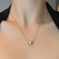 앨오앤지 알러지 변색 없는 티타늄 링 큐빅 목걸이