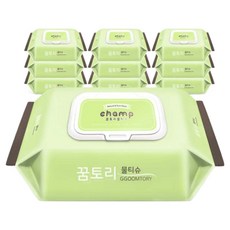 꿈토리 가득찬 챔프 엠보싱 물티슈 캡형, 55g, 100매, 10개