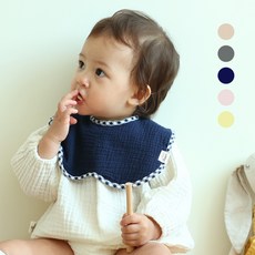 스윗붐 양면 거즈 턱받이 아기 신생아 침받이 유아 스카프빕, 카라빕/차콜, 1개입, 1개