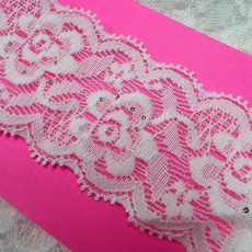 DKLACE-7040 스팡클 / 자가드 스판 스팡클 레이스 / (폭 4.5cm 길이 1yd / 5yd / 10yd기준), 1개, 화이트