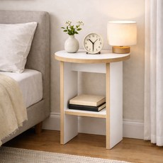 국내생산 완조립 거실 침대 협탁, 1개, 화이트