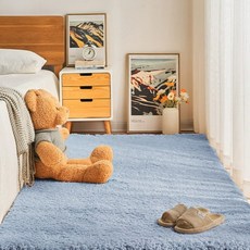 LUNOO 거실 러그 장모 겨울 미끄럼 방지 포근한 터치미 사계절 털러그 층간소음방지 극세사 식당 카펫 먼지없는 고급 침실 카페트