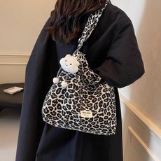 MULAIDI 호피무늬 캔버스 레오파드 숄더백 에코백 토트백